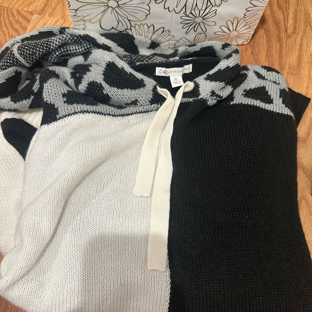 Cato Cozy Chic Black and White Sweater